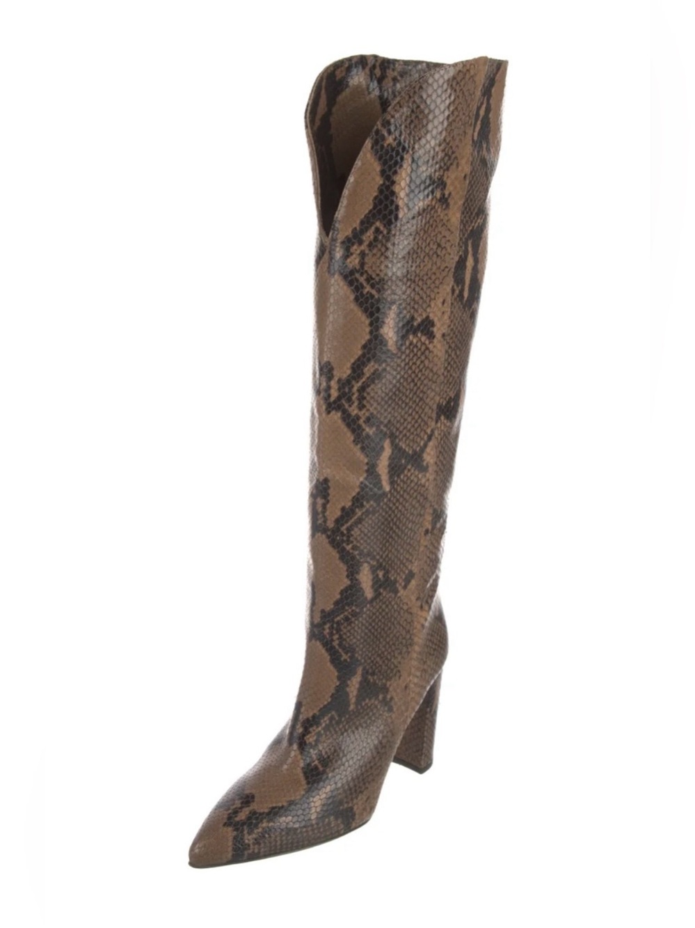 Paris Texas Genuine Leather Brown Snake Print Boots